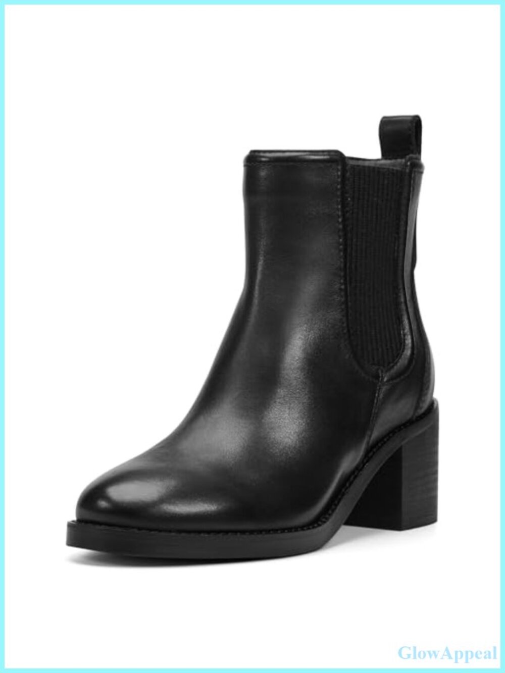 Ankle Bootie Leather Chelsea Stacked Heel Cushioned Insole